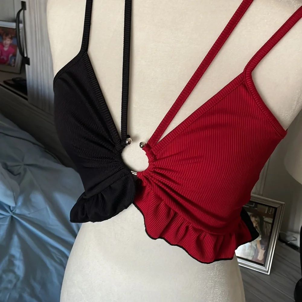 NWOT black & red halter top - Picture 2 of 9